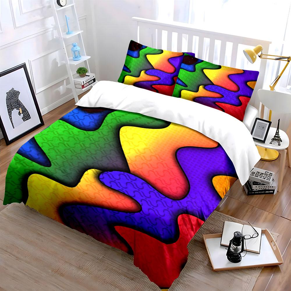 Abstract Multicolor Wave Shapes. Bedding Sets Duvet Cover Sets Duvet Covers Pillowcases(1 * Duvet Cover 2 * Pillowcases Without Duvet Insert)