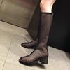 Women's Summer Boots Luxury Elegant Long Shoes For Women Trend 2024 Comfortable Mesh Black Heeled Outdoor Fashion High Boots