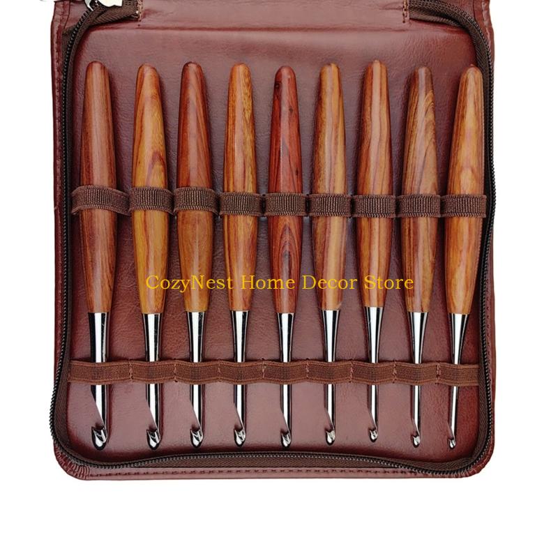 92MF 9 Stück Ergonomischer Griff Häkelnadel zum Stricken Weben Handwerk Griff Häkelnadel für Anfänger Hobbyisten 3,5 mm - 8,0 mm