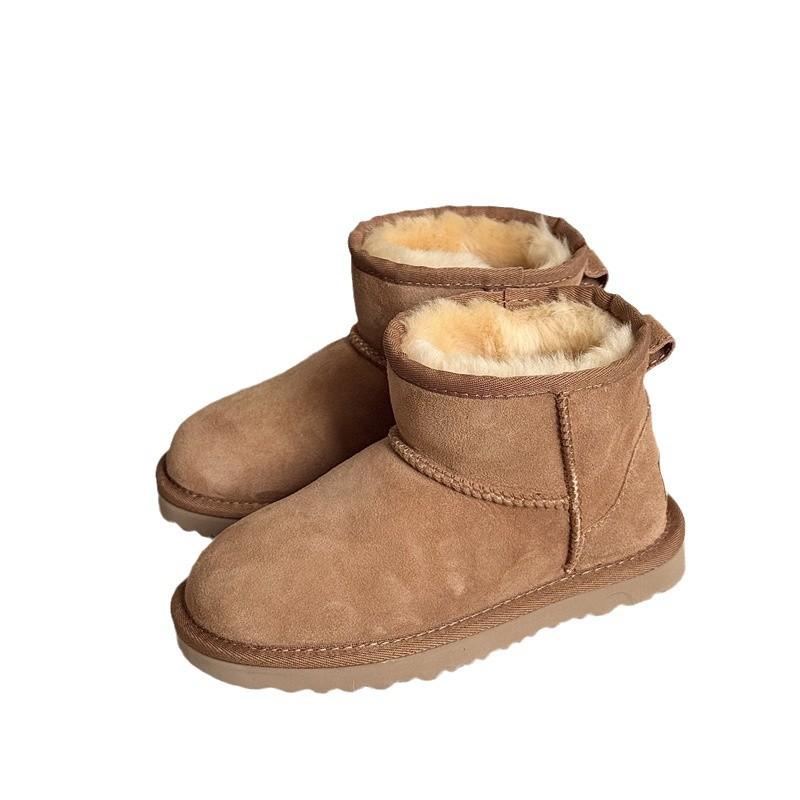 Children's Snow Boots Girls Winter New Fur Integrated Short Tube Velvet Thermal Cotton Shoes Boys Winter Shoes Sangpo