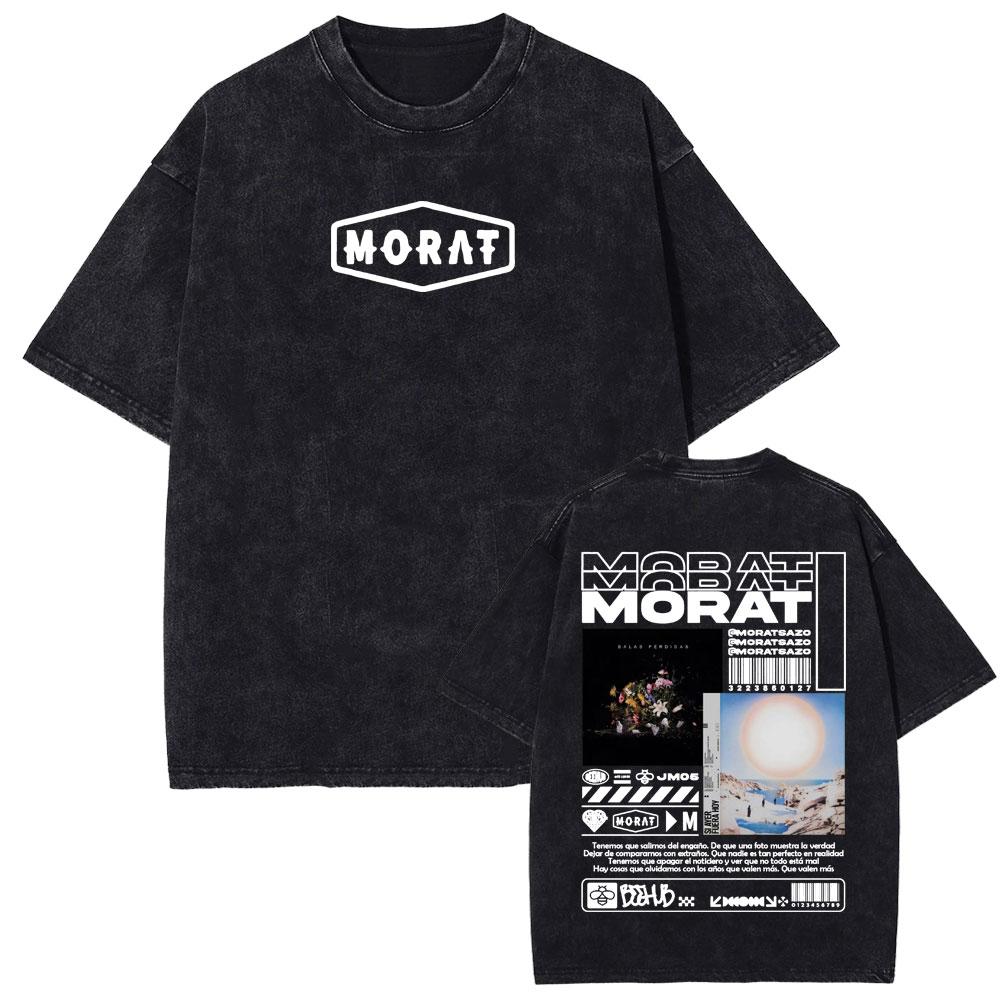 

Rock Band Morat Asuntos Pendientes Vintage Washed T Shirt Mens Clothing Harajuku Gothic Tshirts Man Hip Hop Cotton Tshirt S