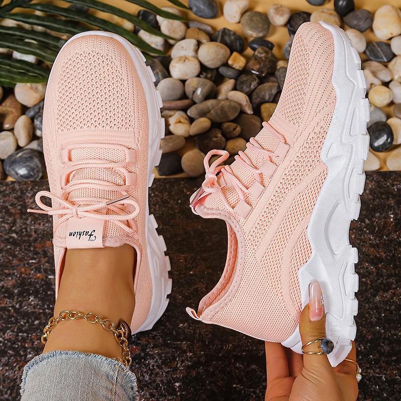 Fashion Fashion Knitted White Sneakers for Women Summer Mesh Breathable Platform Sports Shoes Woman Thick Bottom Non Slip Running Shoes