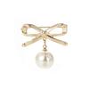 Elegant Simple Bow Brooches For Women Bowknot Pin Pearl Pendant Safety Lapel Pins Wedding Jewelry Body Accessories Creative Gift