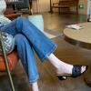 Grape mother studiolee summer new fashion straw woven flat bottom square head vacation word with outside slippers women