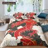 Red Base Black Dragon Print Duvet Cover Set Chinese Dragon Pattern Bedding Sets Full Size Microfiber 2/3 Pieces Comforter Sets