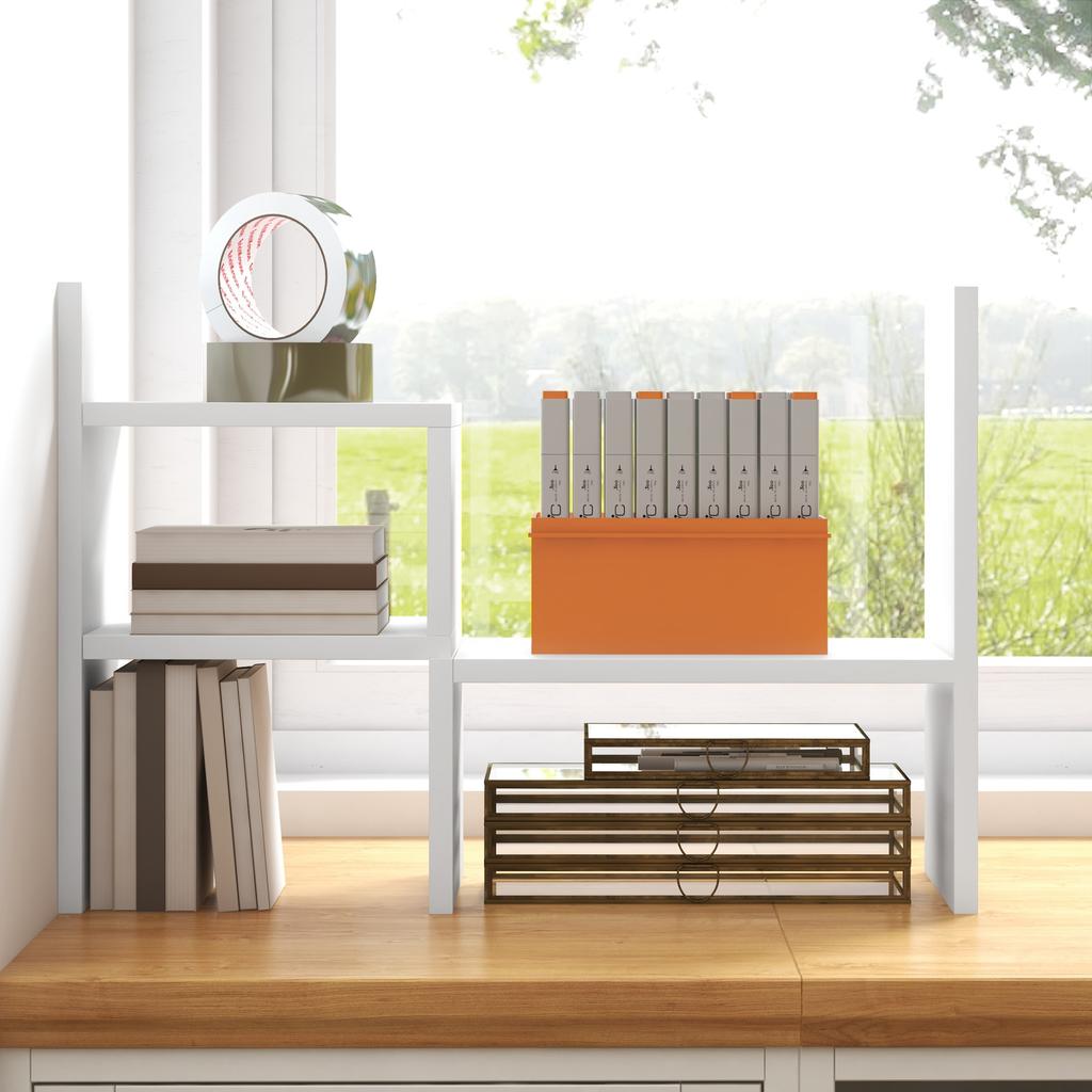 Modulair Bureau Rek Multifunctionele Bureau Organizer 2 Stuks MDF Wit