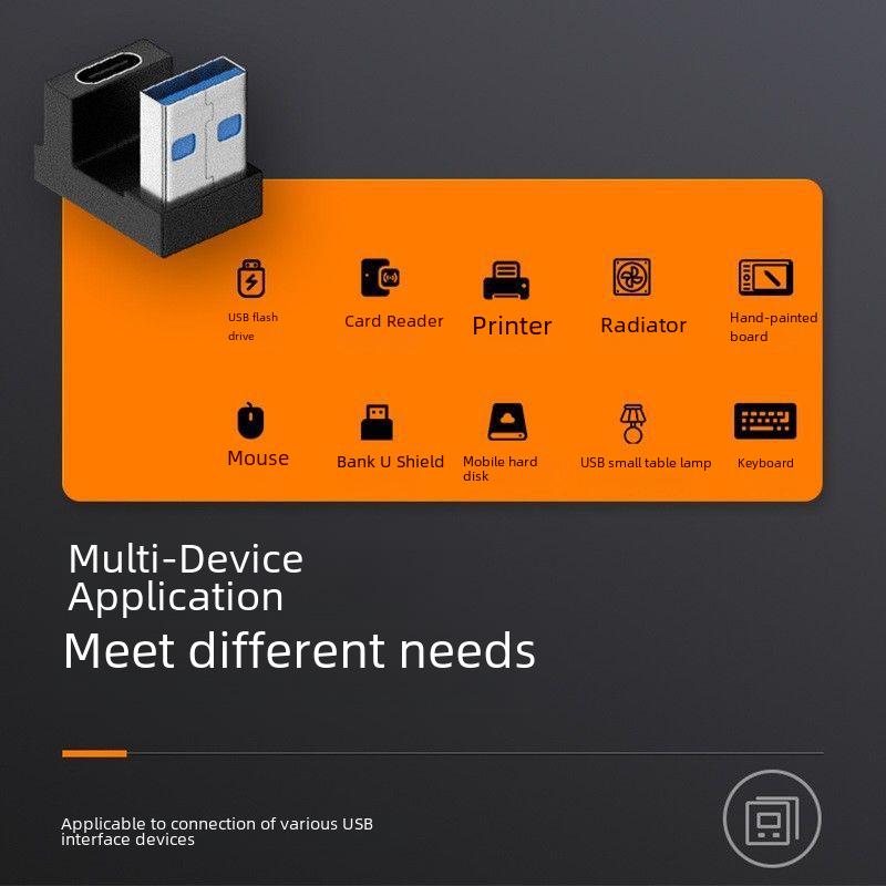 USB Type-C samec na samici 90° pravý úhel vertikální adaptér - kompatibilní s Thunderbolt 3