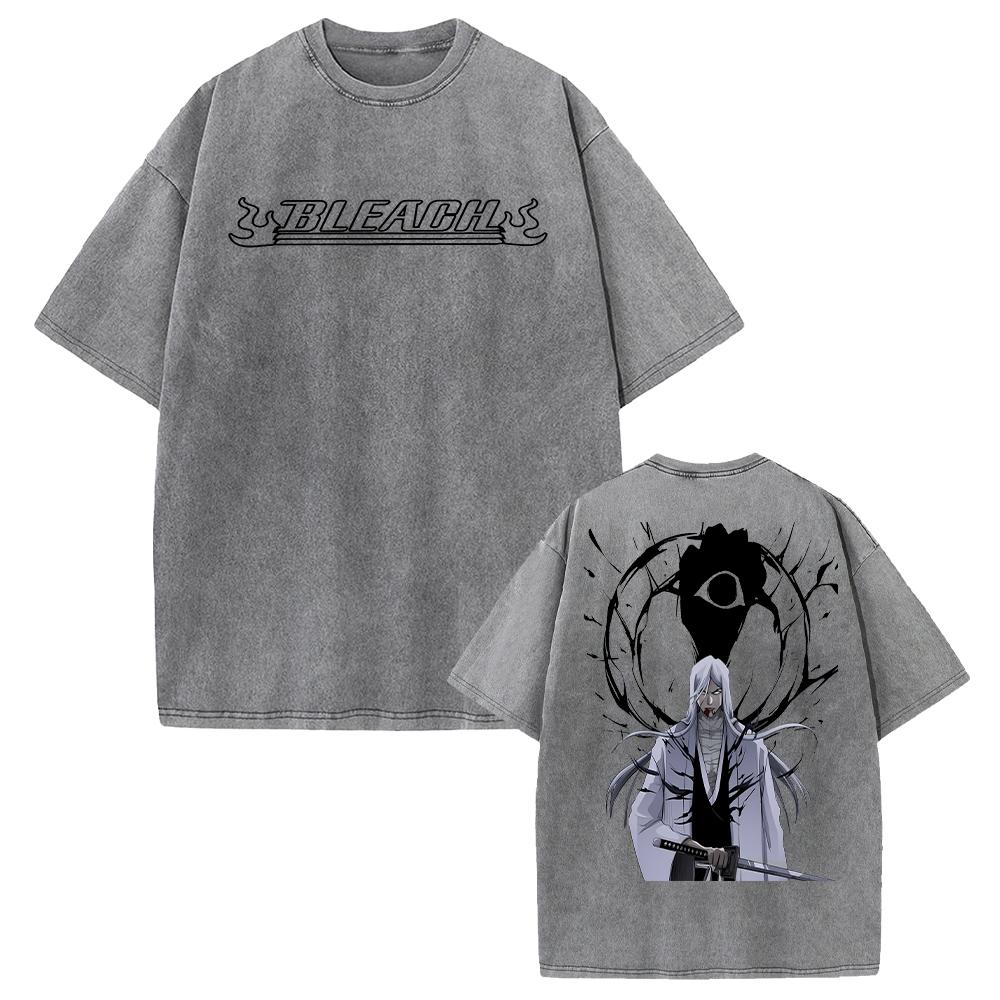 Jūshirō Ukitake Print T-shirt Anime BLEACH Clothing Men Women Short Sleeve Tshirts Retro Washed T Shirt Harajuku Male Cotton Top
