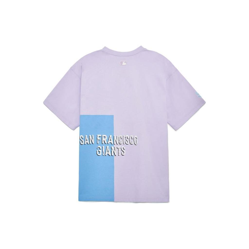 MLB SS23 Color Block Graffiti Print Big Logo Sports Dopamine Short Sleeve T-Shirt Unisex T-Shirt Light-Purple 3ATSL0433-14LDL