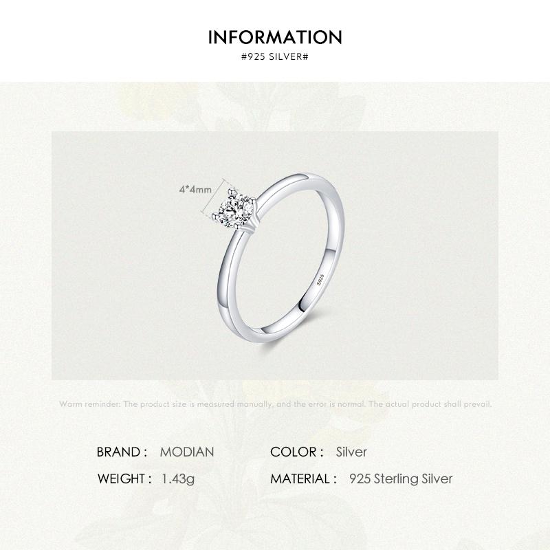 MODIAN 925 Sterling Silver Round Ten Hearts Clear CZ Simple Wedding Ring For Women Statement Engagement Jewelry