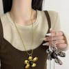 Korean Silver Old Sun Flower Pendant Necklace Female Exaggerated Long Neck Chain Retro Niche Design Accessories
