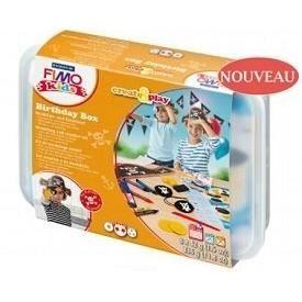Kit FIMO KIDS ANNIVERSAIRE PIRATE - FIMO - 8033 05 - 2 pains blanc, 2 pains or pailleté, 4 pains noir