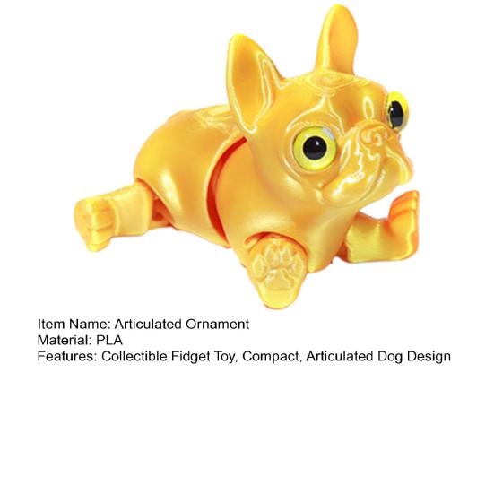 3D Printed French Bulldog Articulated Dog with Movable Joints Flexible Puppy Fidget Toy Desktop Pet for Home Office Stress Relief