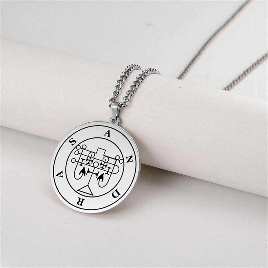EUEAVAN Vintage Solomon Seal Pendant Necklaces Stainless Steel Silver Color King Asmoday Demon Sigil Amulet Jewelry Gifts