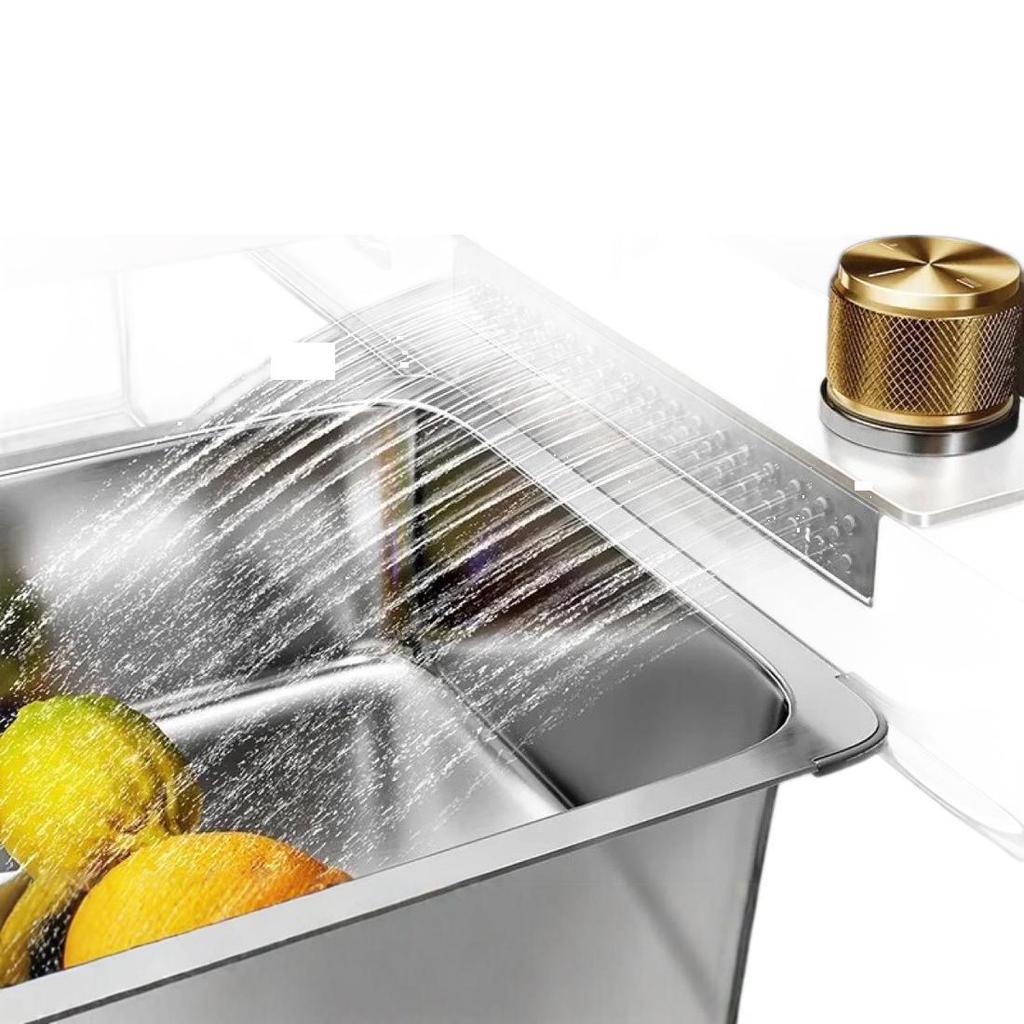 304 Stainless Steel Large Single Bowl Waterfall Kitchen Faucet & Sink for Vegetable & Dishwashing