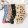 Zufällige Fünf Paar Damen Socken Mode Druck Cartoon Muster Socken Winter Dick Warm Frottee Frottee Socken