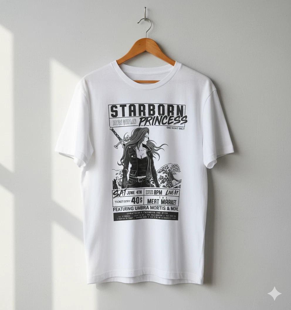 Unisex Adult Casual Music Starborn Princess Graphic T-Shirt Fantasy... S