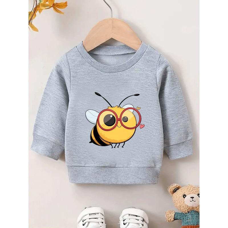 European Sizes Adorable Bee Print with Cute Small Eyes, a Durable And Wrinkle-Resistant Sweatshirt for Kids Aged 0-3