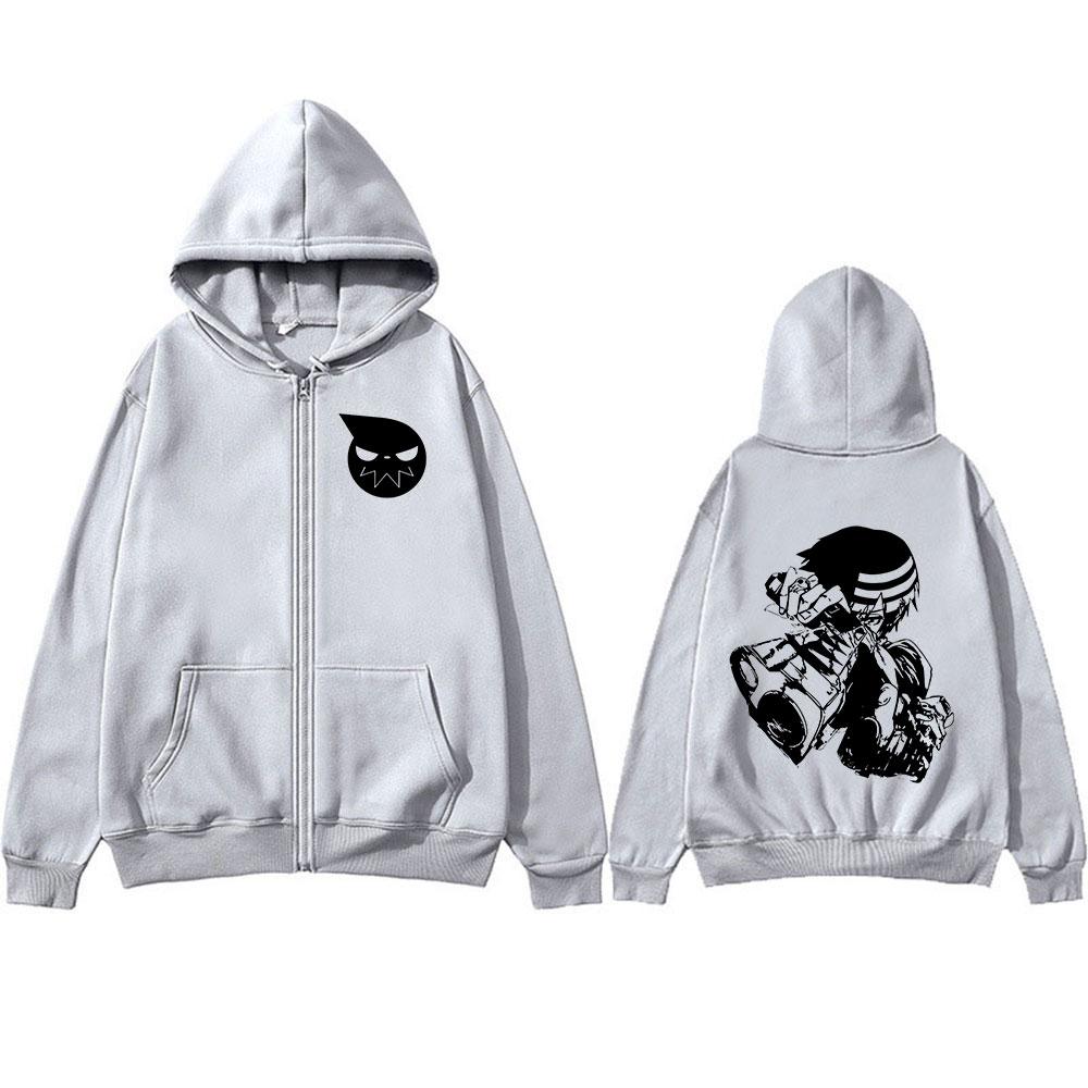 Anime Soul Eater Death The Kid Zipper Hoodies Men Women Zip Up Hooded Sweatshirts Long Sleeves Pullovers Jackets Caot streetwear
