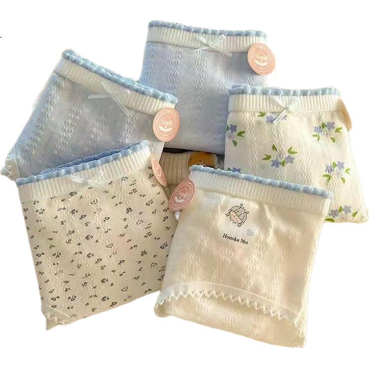 Neixiaoban Women's 5-Pack Pure Cotton Antibacterial Crotch Breathable Mid-Waist Triangle Underwear XL