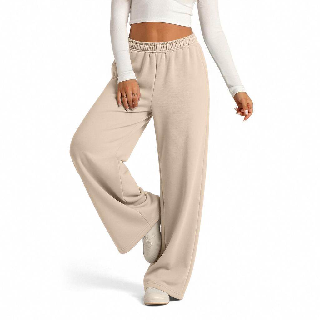Lässige gefütterte Damen-Sweatpants mit weitem Bein, Kordelzug und Taschen für den Alltag