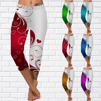 Spodnie letnie żółte motylkowe krótkie legginsy przycięte spodnie obcisłe Plus rozmiar legginsy damskie kolorowe fale wodne spodnie przycięte spodnie