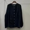 1116 Spring New Women's Crew Neck Japanese Pleated Top Shirt Loose Shirt Linen Pleated Single-breasted Long Sleeve