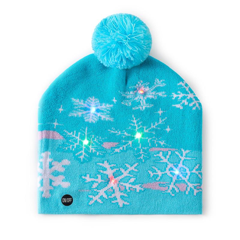 Festliche LED Leuchtmütze für Erwachsene - Unisex Jacquard Woll-Design
