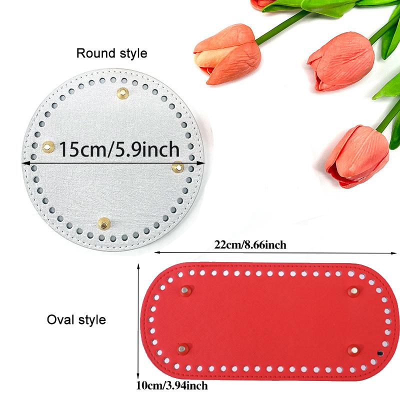1-5Pcs Handmade Round/Oval Bottom PU Leather For Knitted Bag Wear-Resistant Accessories Bottom With Holes DIY Crochet Bag Bottom