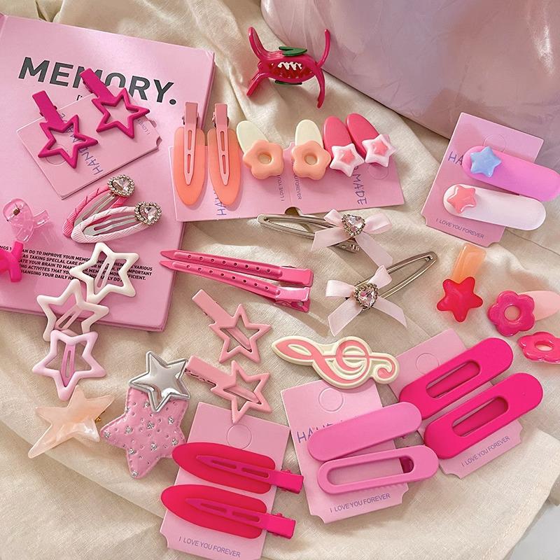 Süße, schöne rosa Dopamin-Haarspange für Frauen, Kawaii-Metall-Haarnadel, Mädchen-Haar-Accessoires, Pony, gebrochene Haarspangen, Seitenspangen