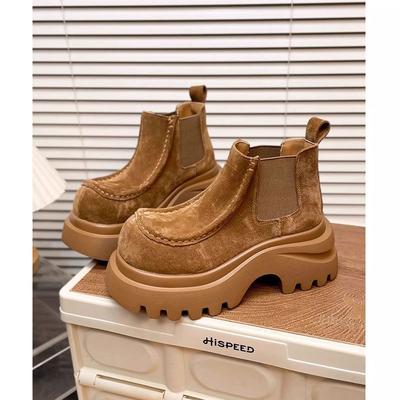 Thick-soled Martin Boots Women's Autumn and Winter New Retro Leather Women's Boots Heightening Short Boots Locomotive Boots