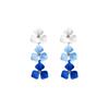 Pinkdudu New Blue Flower Design Drop Earrings Trendy Retro Fashion Temperament Alloy Earrings Jewelry Gift For Women PD1611