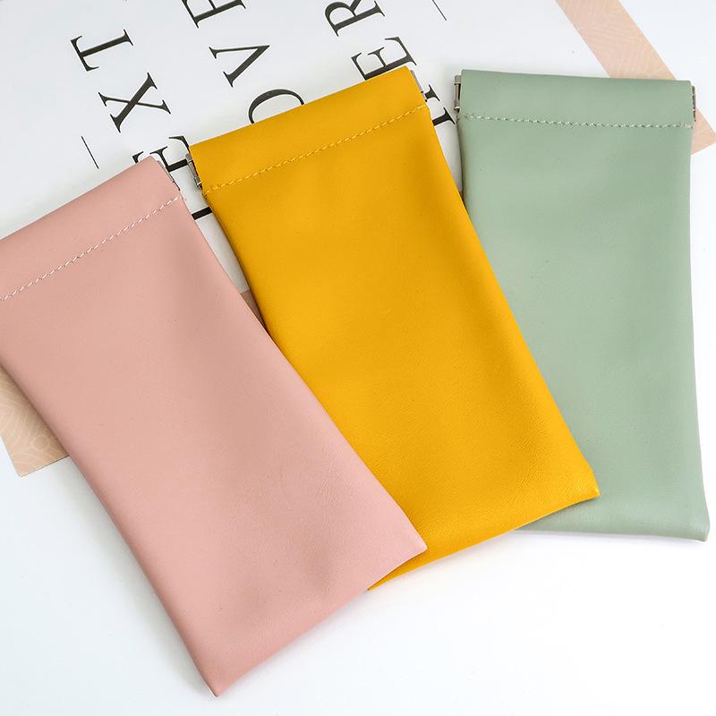 Personalized Leather Storage Bag with Automatic Closure - Compact Pouch for Lipstick, Earphones, and Keys