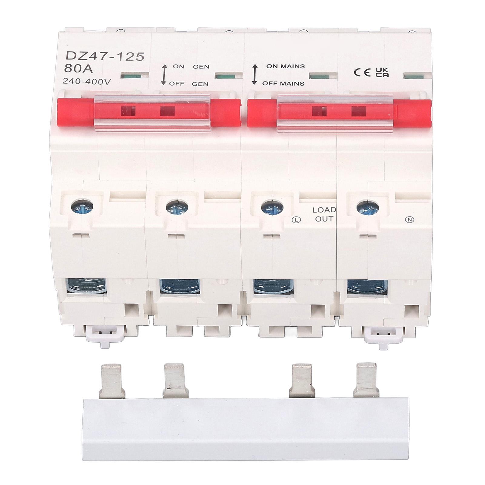 

Interlock Miniature Circuit Breaker Dual Power Transfer Switch with Bus Bar 2P+2P AC 240‑400V 80A