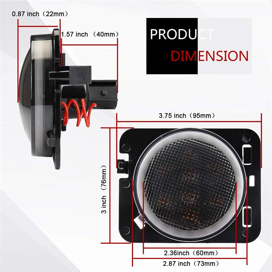 2pcs Front Fender Side Marker Led Light Angel Eye For Jeep Wrangler JK 2007-2017