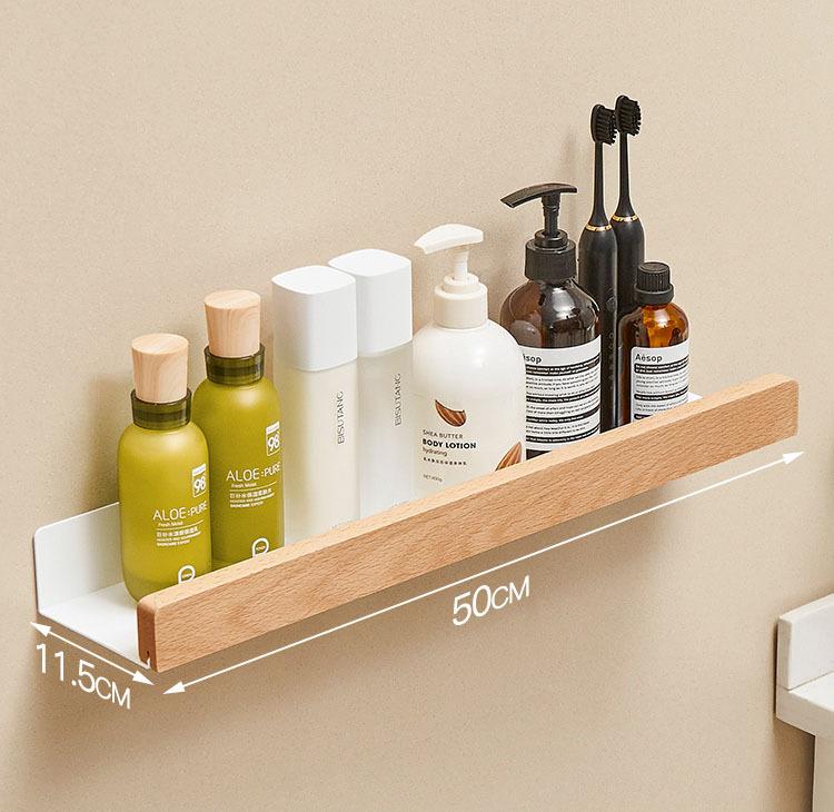 Solid Wood White Bathroom Shelf Corner Shelf Shower Shampoo Cosmetic Shelves Kitchen Storage Rack Bathroom Accessories