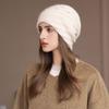 Rabbit Fur Knitted Hat Autumn and Winter Fashion Versatile Ear Protection Bag Head Stacking Hat Women's Wool Hat