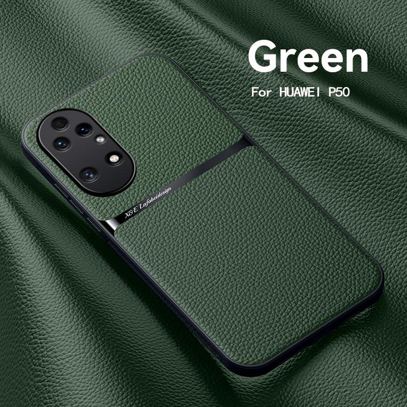 

For Huawei P50 P50 Pro leather texture built-in magnetic TPU soft edge anti-drop anti-fingerprint phone case For Huawei P50 Pro