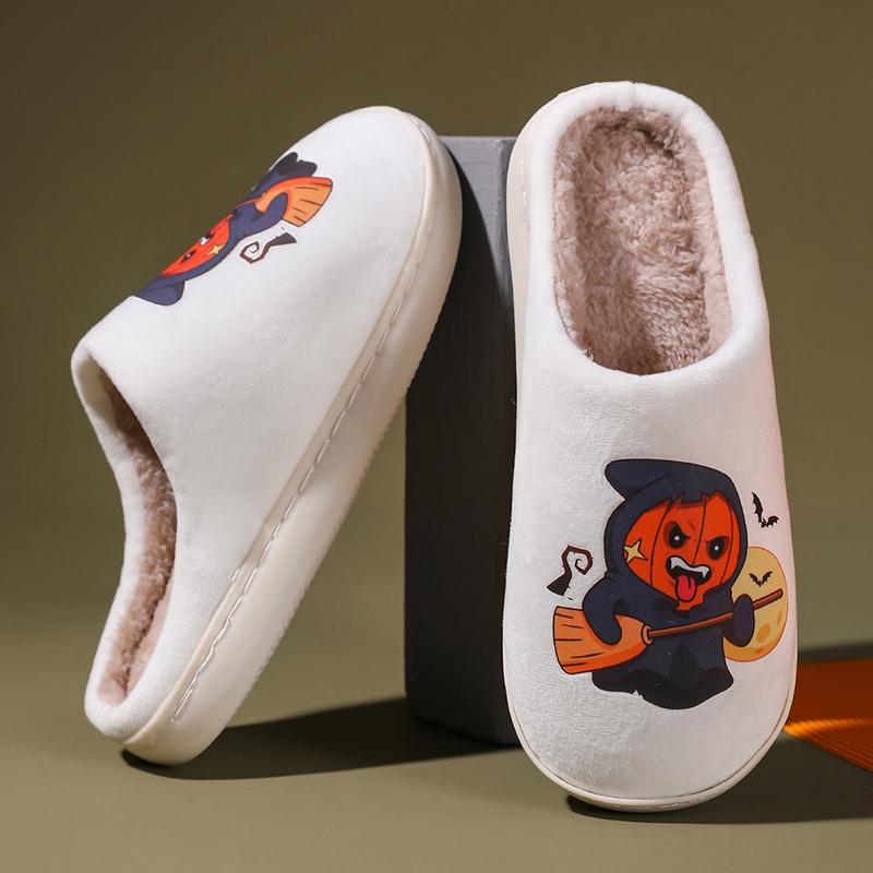 Cute Funny Halloween Women's Slippers Cartoon Pumpkin Indoor Warm Soft Sole Comfy Slipper Breathable Leisure Home Plush Shoes