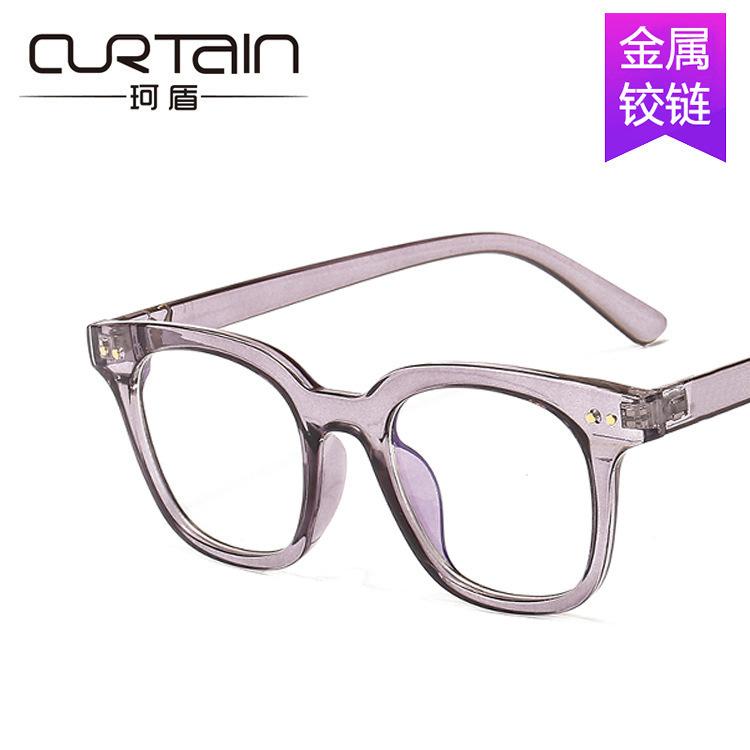 Anti-blue Internet celebrity glasses frame black frame retro versatile flat mirror metal hinge