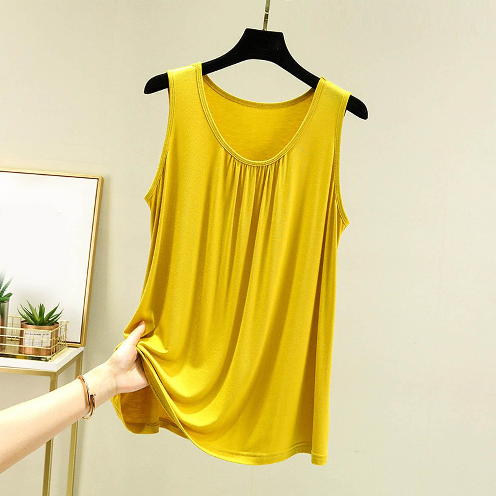 

Женский свободный повседневный и удобный летний внутренний длинный однотонный базовый жилет XL жёлтый
