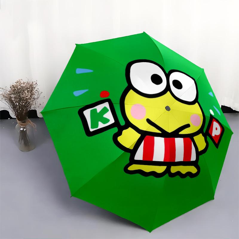 Kerokerokeroppi pattern, automatic folding umbrella, portable and foldable design, 8 ribs, a Christmas or birthday gift.