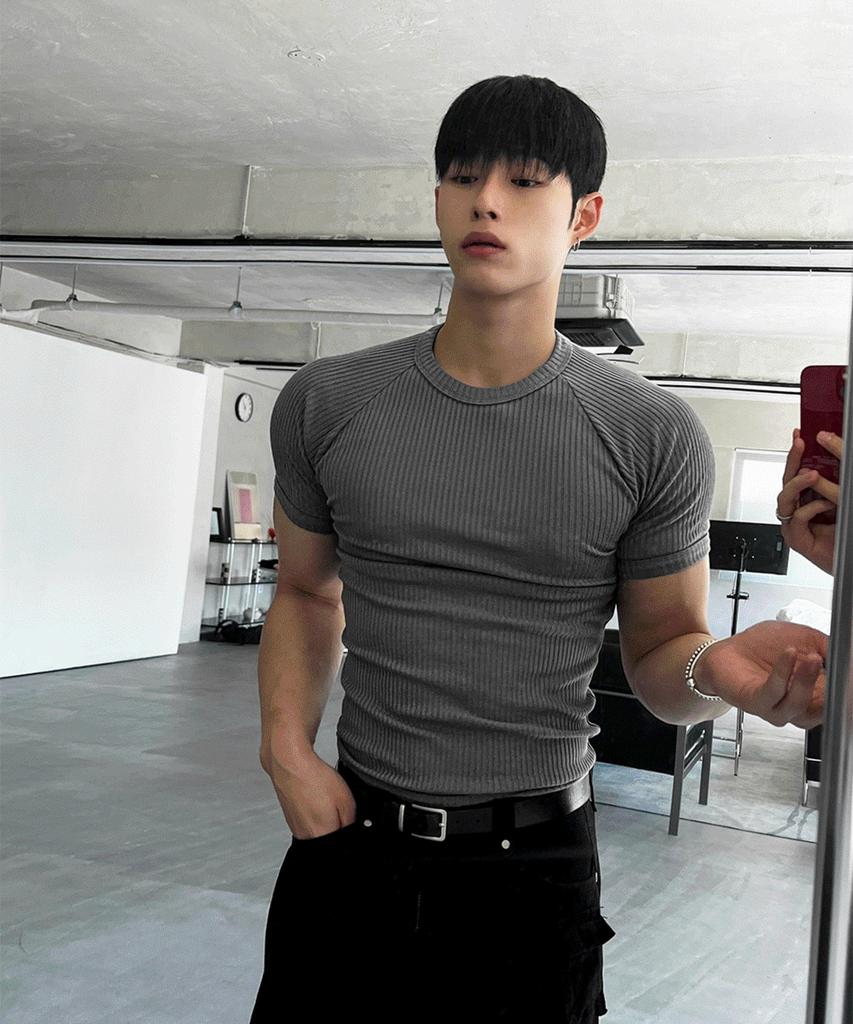 Siaosiko Muscle Fit Round Short Sleeve Knit