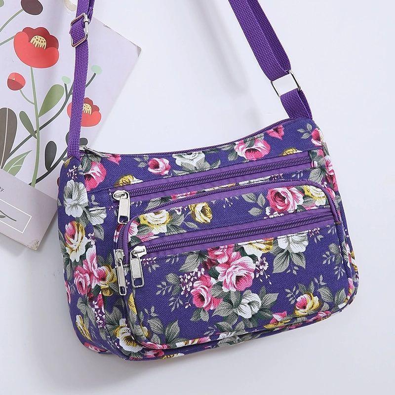 Große Baumwoll-Canvas-Schultertasche mit Reißverschluss für den täglichen Gebrauch