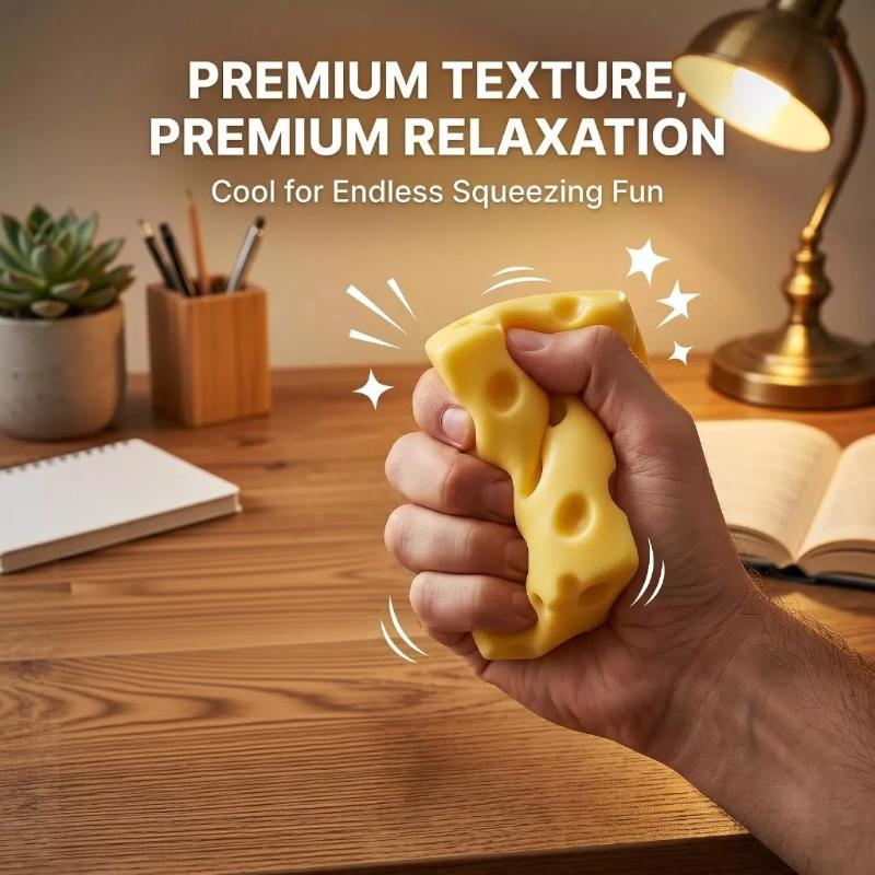 Square Cheese Slow Rising Fidget Toy Soft TPR Squeeze  for Kids Boys Girls Birthday Surprise Gift