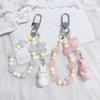 Cute Flocked Bunny Keychain Mobile Phone Chain Flower Pendant Bag Accessory For Girls Women Jewelry