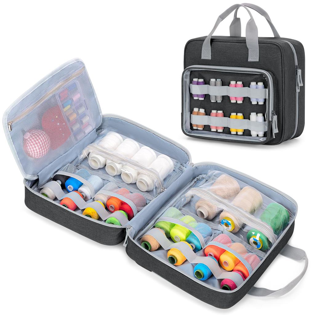 Luxja Sewing Large Capacity with Clear Front and Interior Perfect for Organizing and Carrying Sewing Bag Gray Bag, Pockets, Tools, Only,