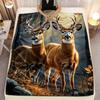 Large Realistic Deer Woodland Animal Print Throw Blanket Cozy Fall Forest Decor Bed Sofa Couch Winter Luxury Gift Idea