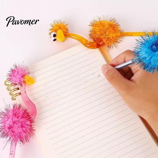 Premi Divertenti per la Classe, Penne a Sfera in Plastica con Struzzo Cartone Animato, Penna Divertente Autoportante, Punta da 0.5mm, Giocattoli Creativi da Scrivania, Scrittura Peluche