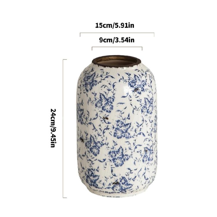 Rustics Farmhouses Ceramics Vases NonSlip Base Artistic Crackles Texture Florals Displays Living Room Accent